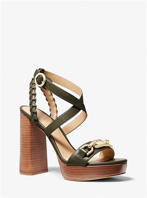 michael michael kors kailey embellished leather platform sandal|Kailey Logo Embellished Leather Sandal .